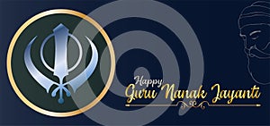 Illustration  to celebrate sri guru nanak dev ji birthday. Translation means happy guru nanak dev ji birthday photo