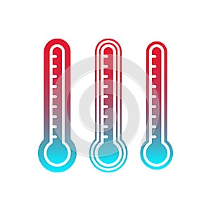 Thermometer with scale, cold and hot temperature indicator.