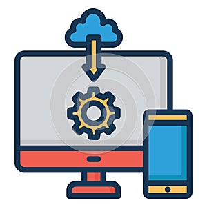 Cloud Downloading Isolated Vector Icon easily editable