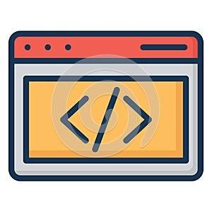 HTML Coding Isolated Vector Icon easily editable