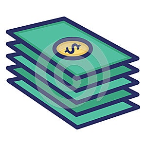 Bundle of dollars  Isolated Vector icon which can easily modify or edit