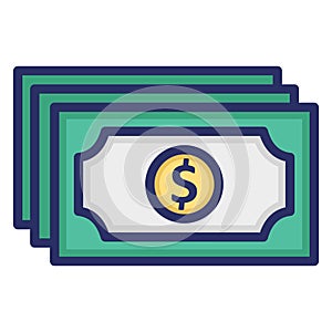 Bundle of dollars  Isolated Vector icon which can easily modify or edit