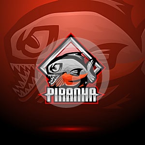 Piranha esport mascot logo design