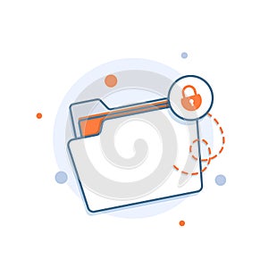 Flat file folder security technology icon vector image design illustration
