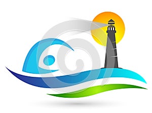 People sun sea wave water wave winning swimming logo team work celebration wellness icon vector designs on white background