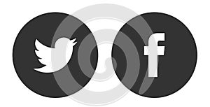 Set of popular social media logos icons Facebook Twitter simple flat icon element vector for internet web communication