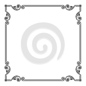 Decorative black square frame. Ornate corners.