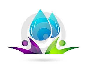 Globe Water drop save logo concept of water drop with world save earth wellness symbol icon nature drops elements vector design