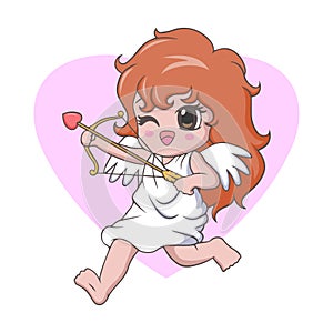 Cute kawaii little girl cupid angel