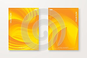 Creative Poster - Yellow fluid shape background. Set of brochure style with abstract liquid shapes background