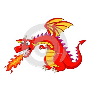 Cartoon red dragon spitting fire