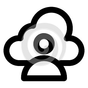 Cloud computing, cloud user Bold Outline Vector icon which can easily modified or edited