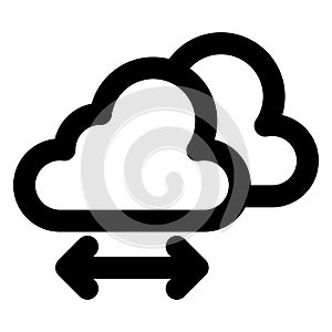 Cloud computing, cloud resize Bold Outline Vector icon which can easily modified or edited