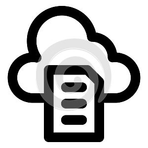Cloud computing, digital storage Bold Outline Vector icon which can easily modified or edited