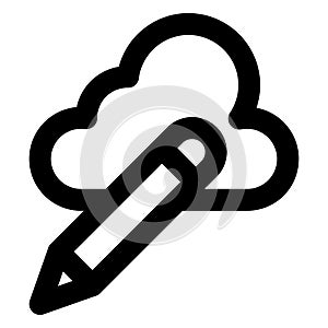 Cloud computing, cloud editing Bold Outline Vector icon which can easily modified or edited