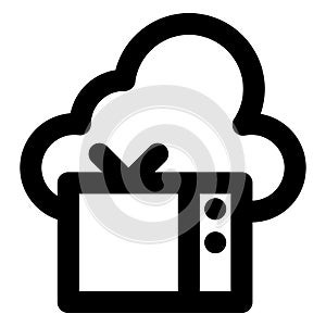 Cloud computing, cloud tv Bold Outline Vector icon which can easily modified or edited