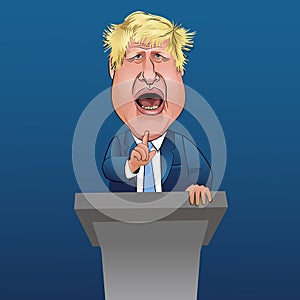 Caricature of British Prime Minister Boris Johnson