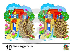 Find 10 differences. Logic puzzle game for children and adults. Printable page for kids brain teaser book. photo