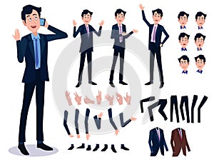 Male Business Character Vector Set. Creation Set body. Business Man Cartoon Character in stylish clothing. Illustration men.