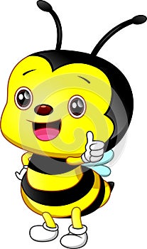 Cute bee cartoon thumb up