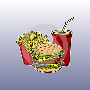 Junkfood vector illustration editable and detailed photo