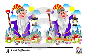 Find 8 differences. Logic puzzle game for children and adults. Printable page for kids brain teaser book. photo