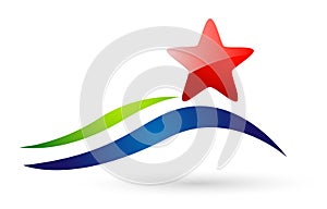 Abstract red bright star icon logo for business  investment winnig success company vector photo