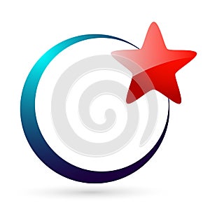 Abstract red bright star icon logo for business  investment winnig success company vector photo