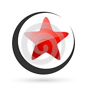 Abstract red bright star icon logo for business  investment winnig success company vector photo