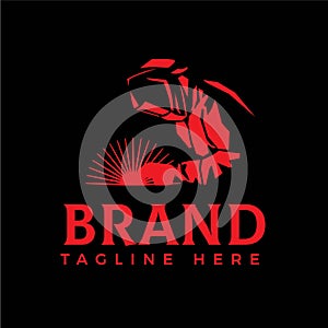 Welding company logo design, silhouette of welder working