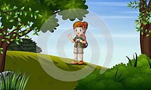 Young girl exploring the forest