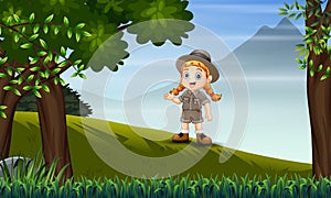 Safari girl exploring the jungle