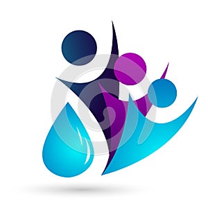 Globe Water drop logo concept of water drop with world save earth wellness symbol icon nature drops elements vector design