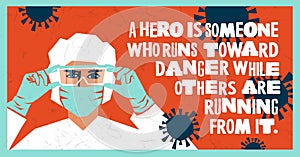 Medical worker wearing PPE, Inspiring design depicting hospital staff as heroes. photo