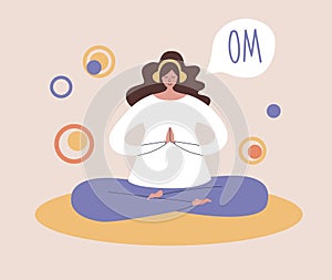 Žena meditácia v pozícia a porekadlá 