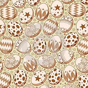 Seamless pattern on brown Easter egg background