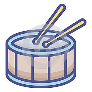 Drum, drum beating Line Style vector icon which can easily modify or edit