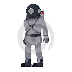 Diver in a space suit. Scuba diver, vector illustration