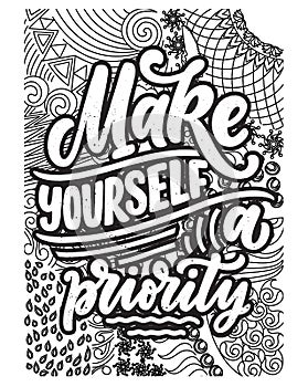 Inspirational words coloring book pages.motivational quotes coloring pages design photo