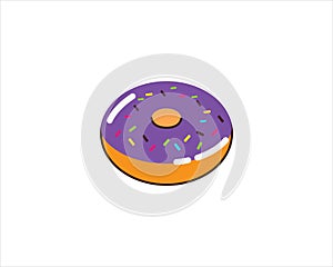 Illustration  graphic of taro fravored donuts with attractive colors and sprinkles meses photo