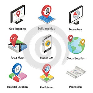 Location Tracking Service Isometric Icons Pack