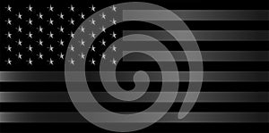 American flag, USA, black and white metallic background.