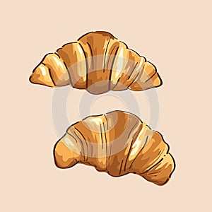 Two croissants art vector design