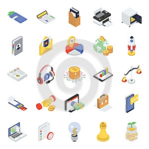 Business Icons in Modern Isometric Style photo