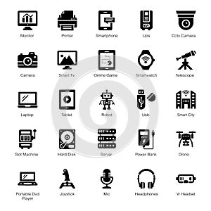 Technological Objects glyph Icons