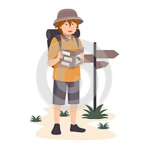 Traveller open the map to find a route