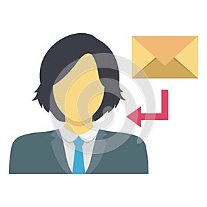 Female with envelope vector icon which can easily modify or edit