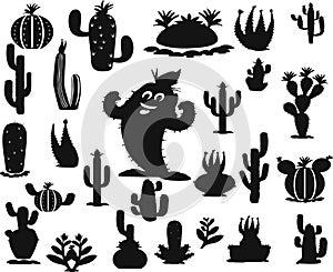 Cactus Set. cactus silhouette. Vector.
