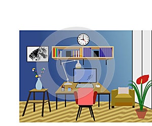 Freelance work at home. Home Office. VECTOR