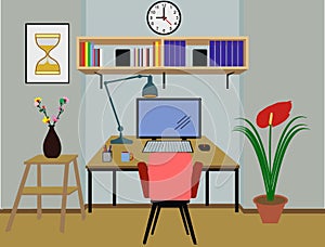 Freelance work at home. Home Office. VECTOR